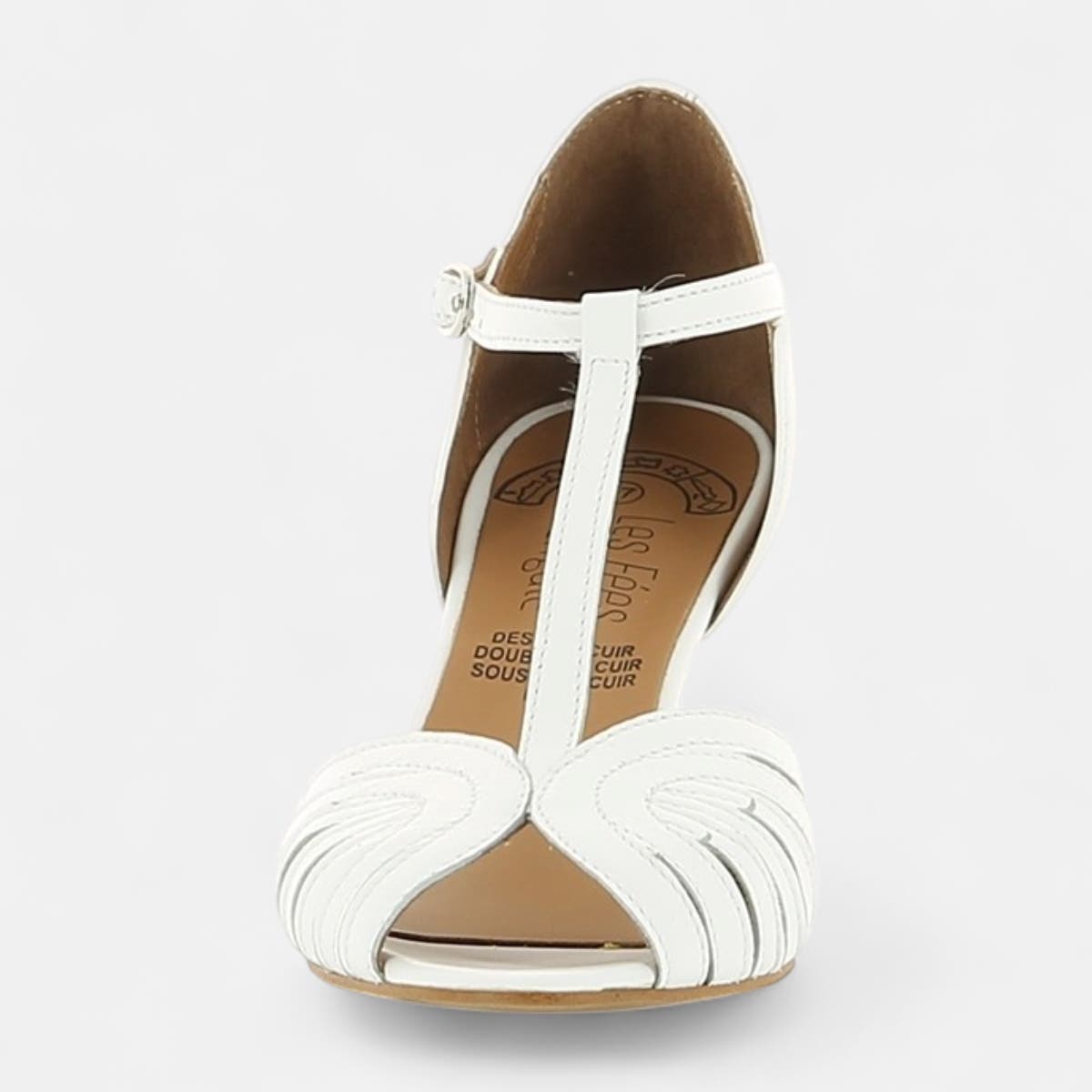 Nu-pieds à talon Femme en cuir blanc
