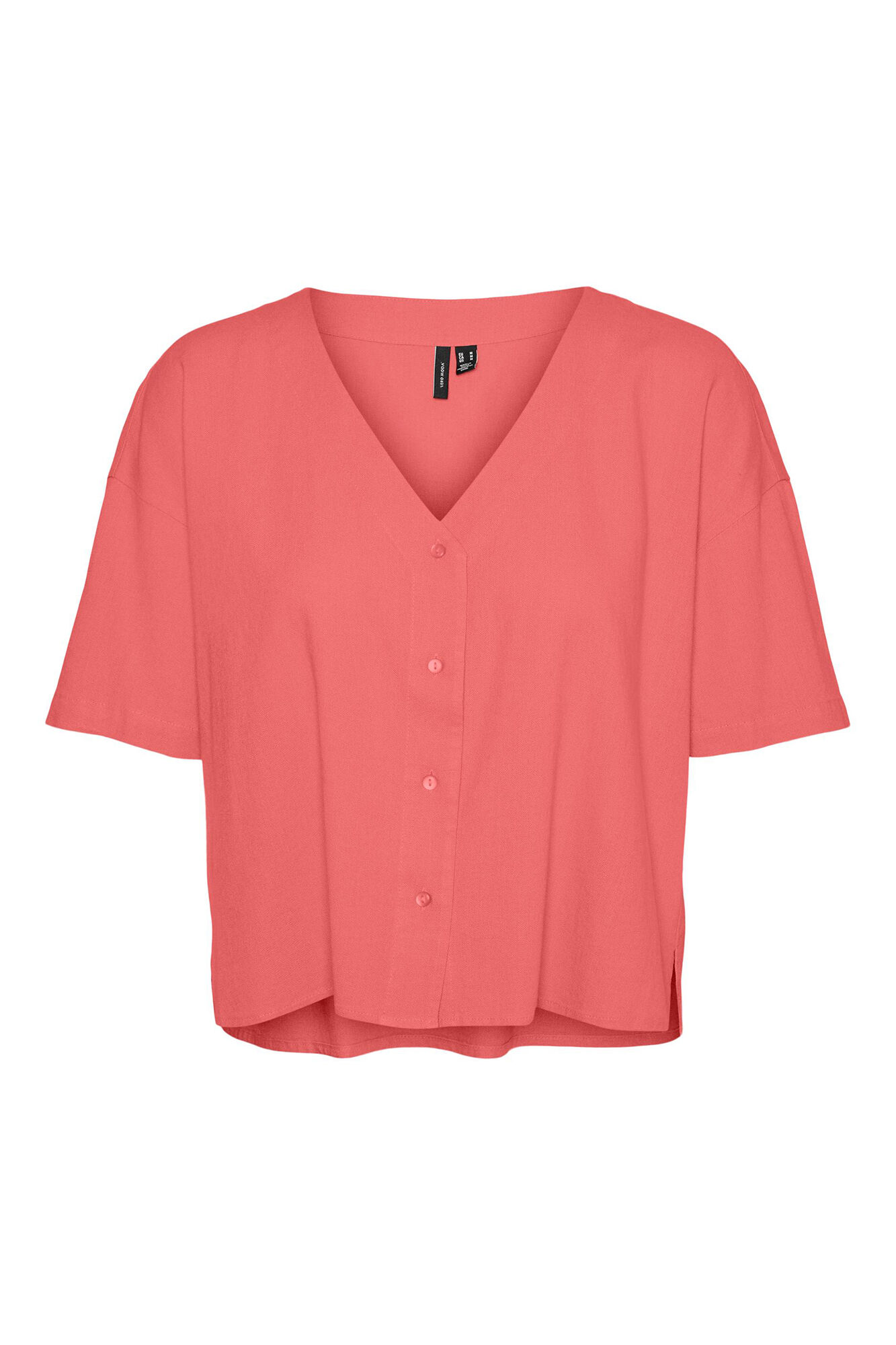 Blusa de linho de manga curta - Vermelha
