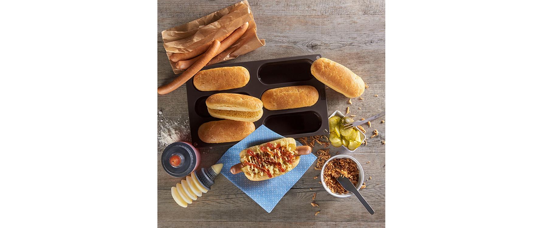 Backform Flexi für 6 Hot Dogs, BraunBackform Hotdog-Buns