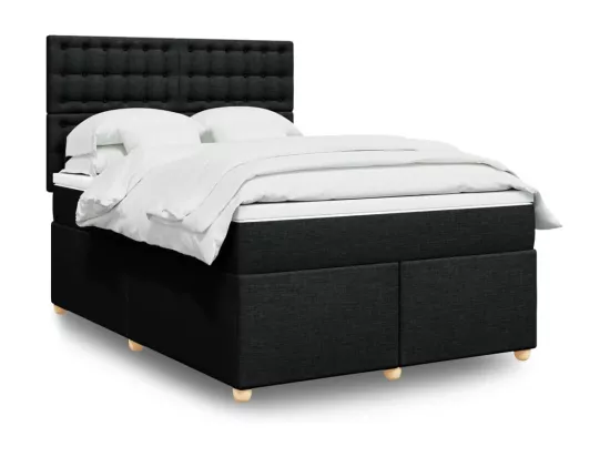 Sommier à lattes de lit avec matelas Noir 140x190 cm Tissu