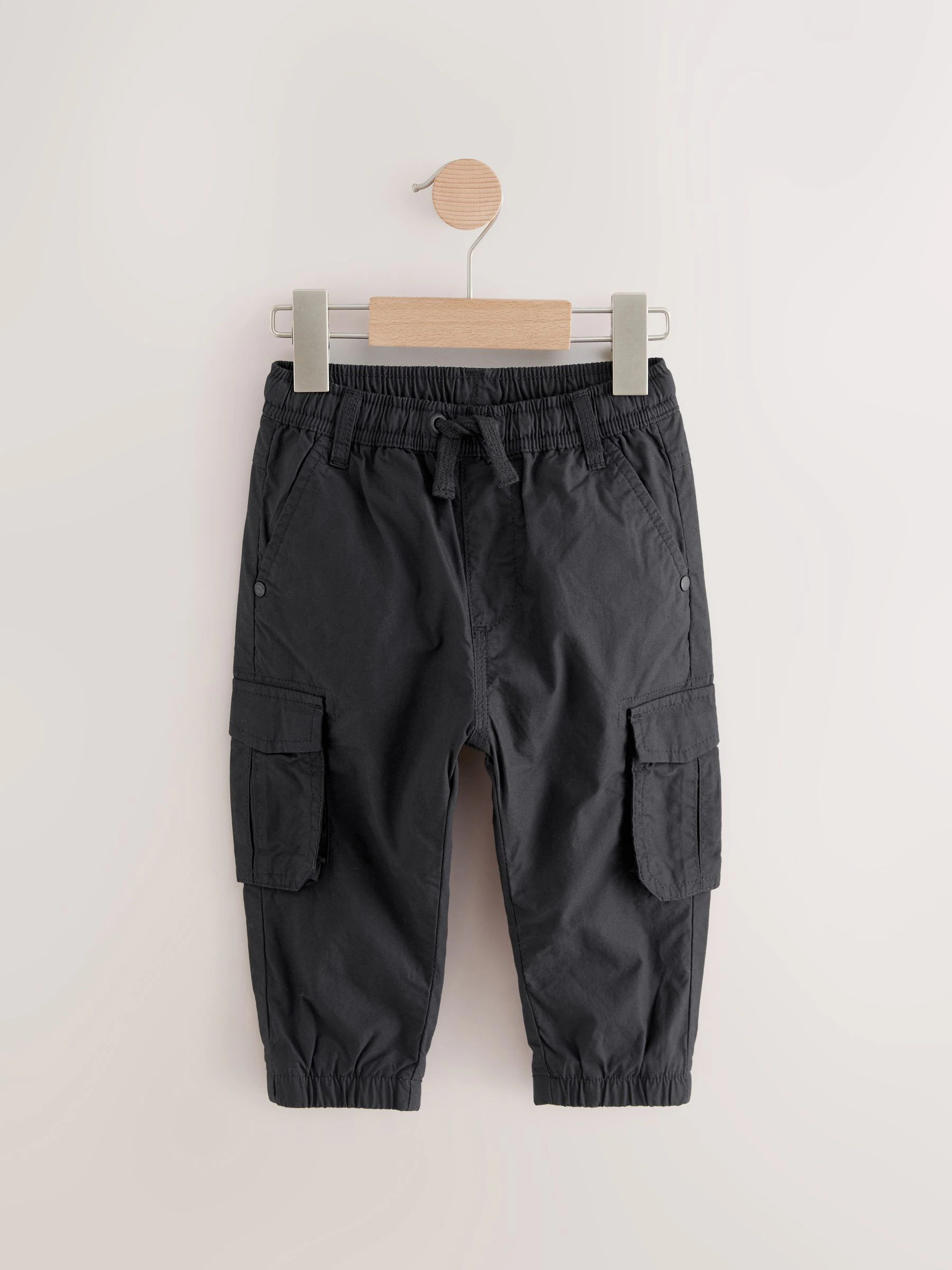 Zwart/kaki - Gevoerde 100% katoenen cargobroek (3mnd-7jr)