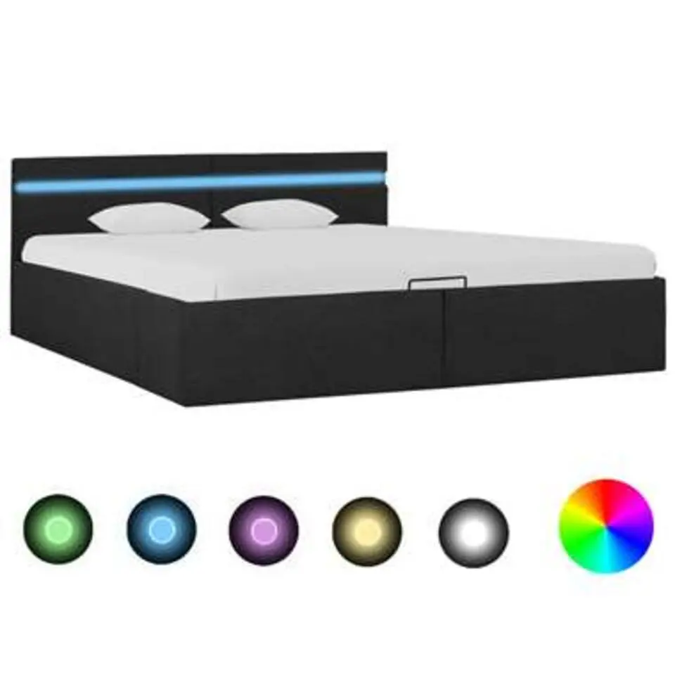 vidaXL - Bed met opbergruimte en LED - Donkergrijs - Stof - 160x200 cm