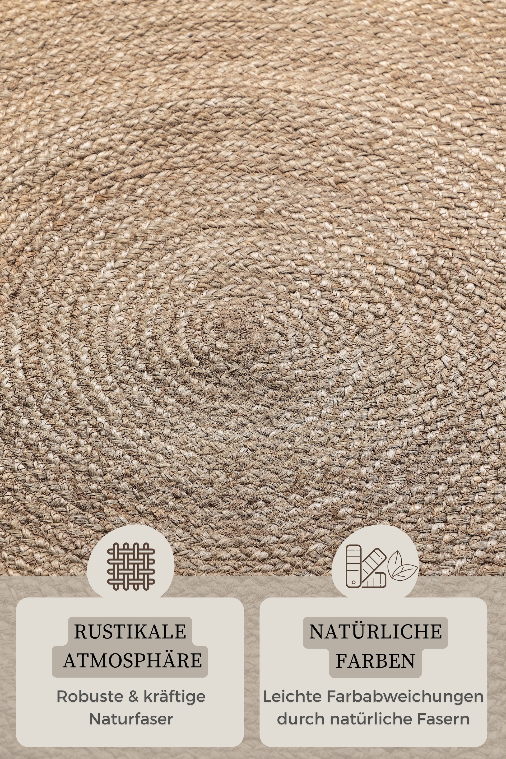 HANSE Home Teppich »Rangpur Juteteppich« rund 10 mm Höhe Handgewebt, 100% Jute , Natur, Wohnzimmer, Flur, Boho, Skandi