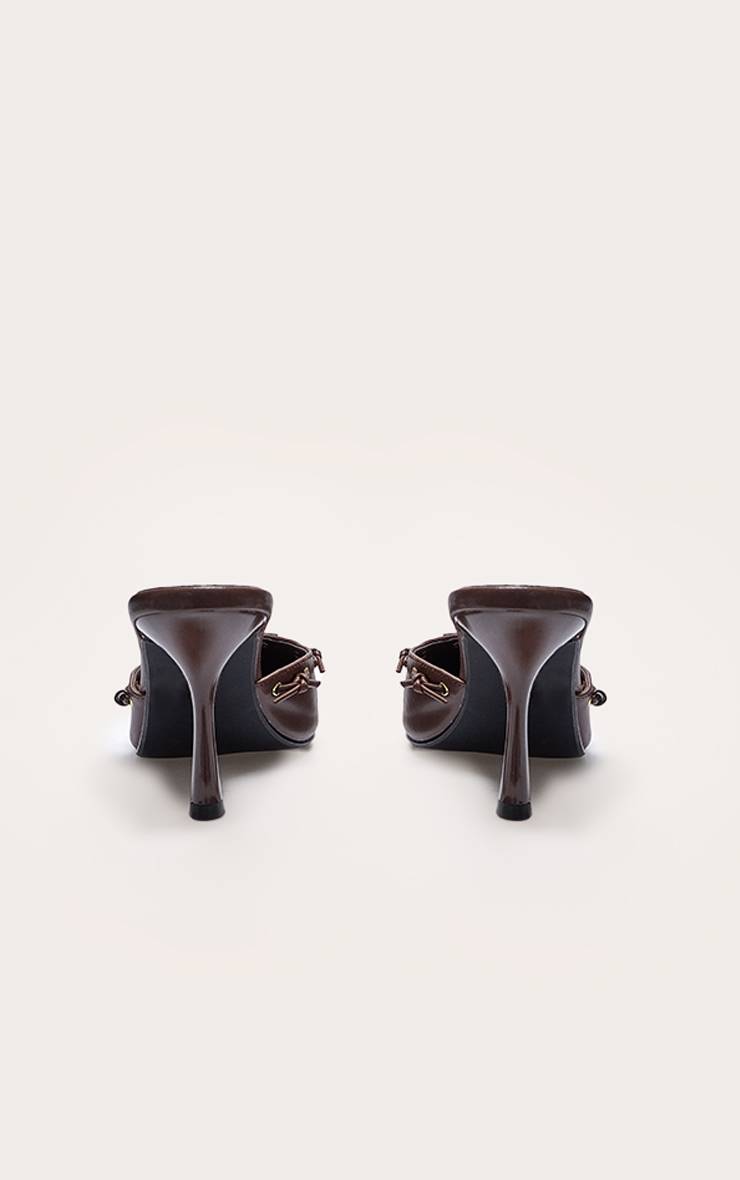 Chocolat Mules À Talons Aiguilles Mi-hauts En SYNTHÉTIQUE Avec Nœud Et Bout Pointu