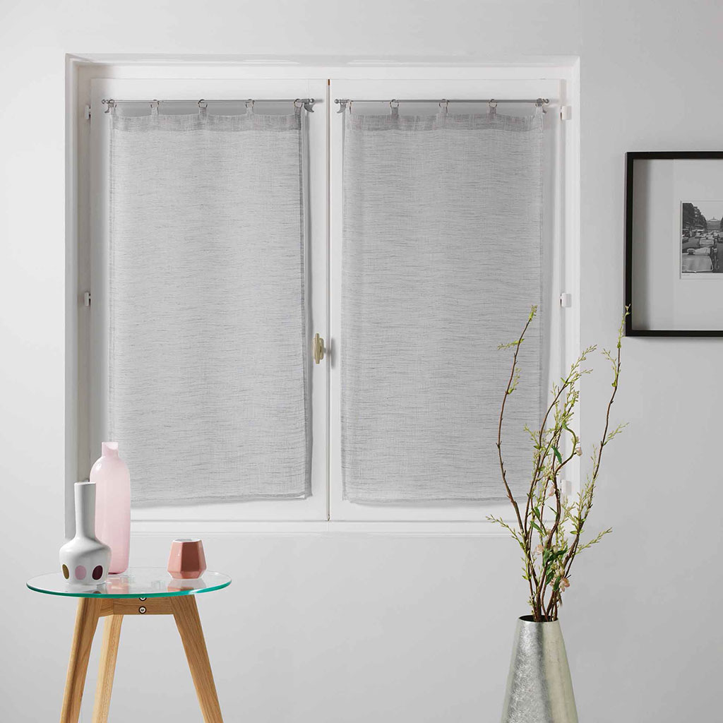 Paire de vitrages avec anneaux MILZA gris 60x90cm