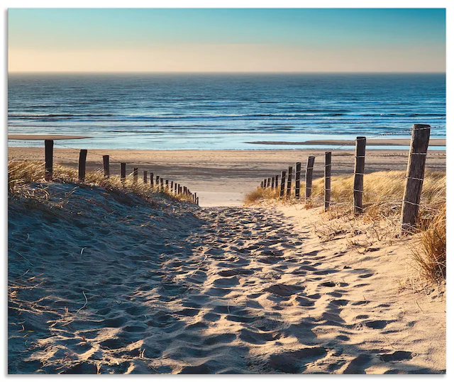 Artland Küchenrückwand »Weg zum Nordseestrand Sonnenuntergang« Alu Spritzschutz mit Klebeband, einfache Montage