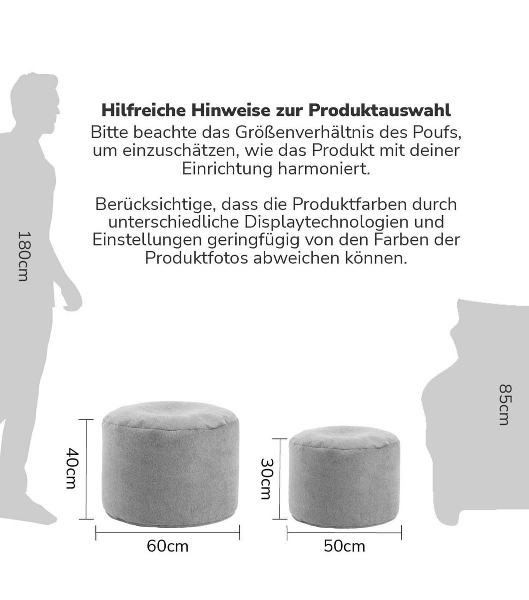mokebo Mini poef of kruk 'The Relaxing Pouf', bijzettafel, zitkruk of voetenbankje in grijs