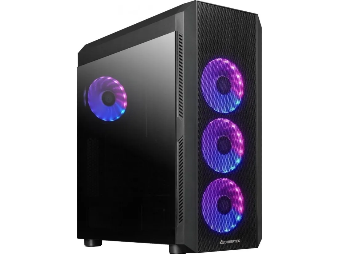 Chieftec SCORPION 4 - Tower - ATX - sidepanel med vindue (hærdet glas) - ingen strømforsyning (ATX) - sort - USB/Lyd