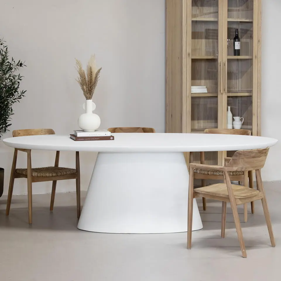 Eettafel Ovaal 200cm - Wit Eco Composiet - Acryl Coating - Cleo