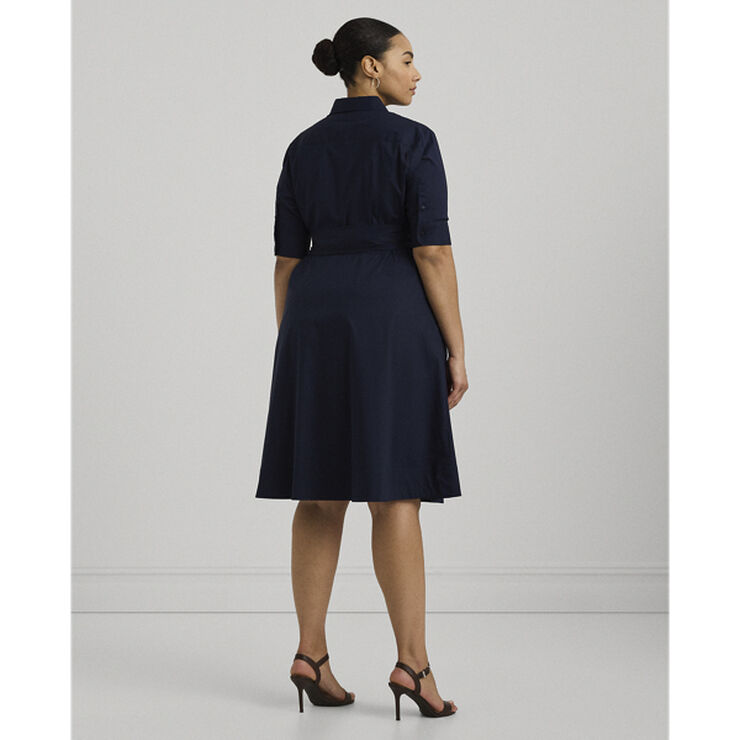 Lauren Ralph Lauren Belted Cotton-Blend Shirtdress Lauren navy