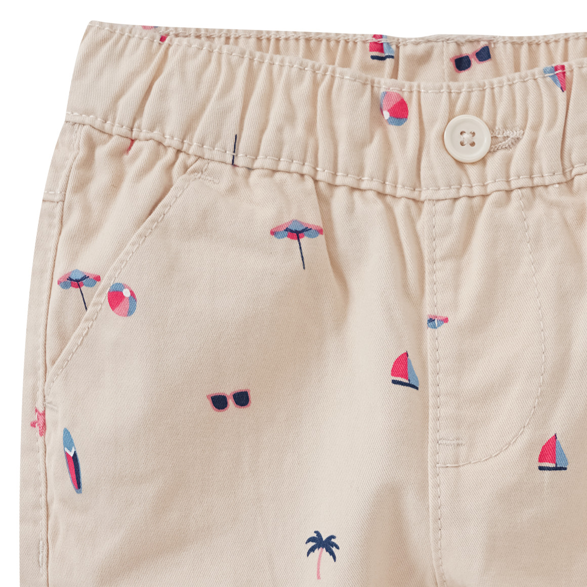 Topomini Baby Bermuda-Shorts mit Strand-Motiven beige