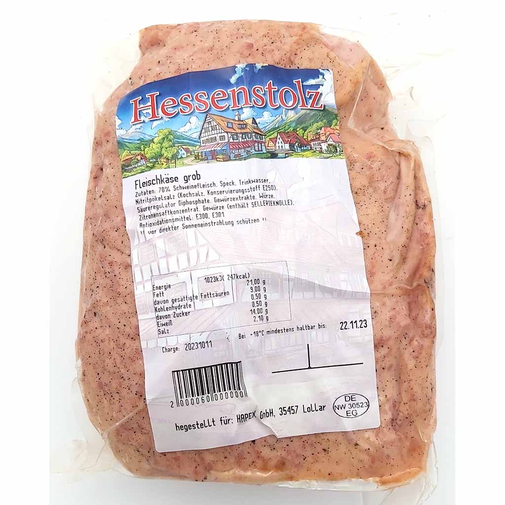 Hessenstolz Fleischkäse grob 500g MHD:3.1.25