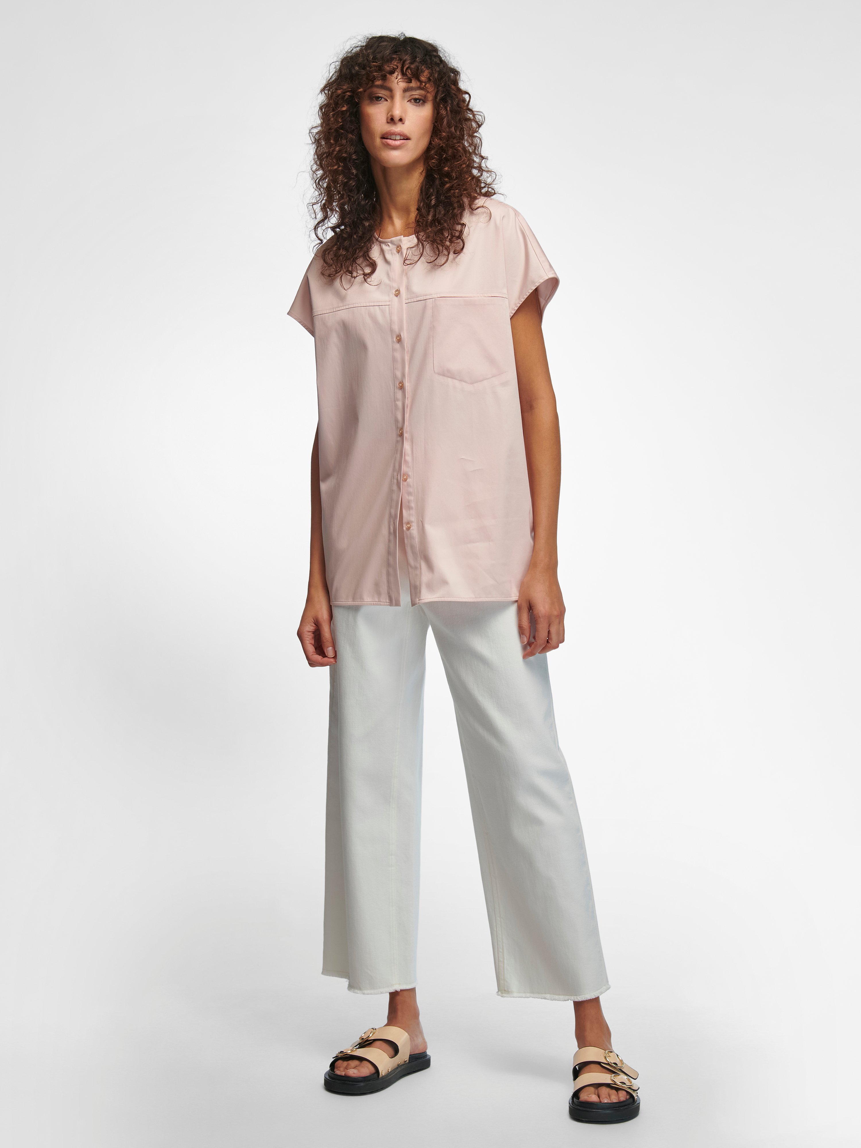 Long-Bluse mit überschnittener Schulter
