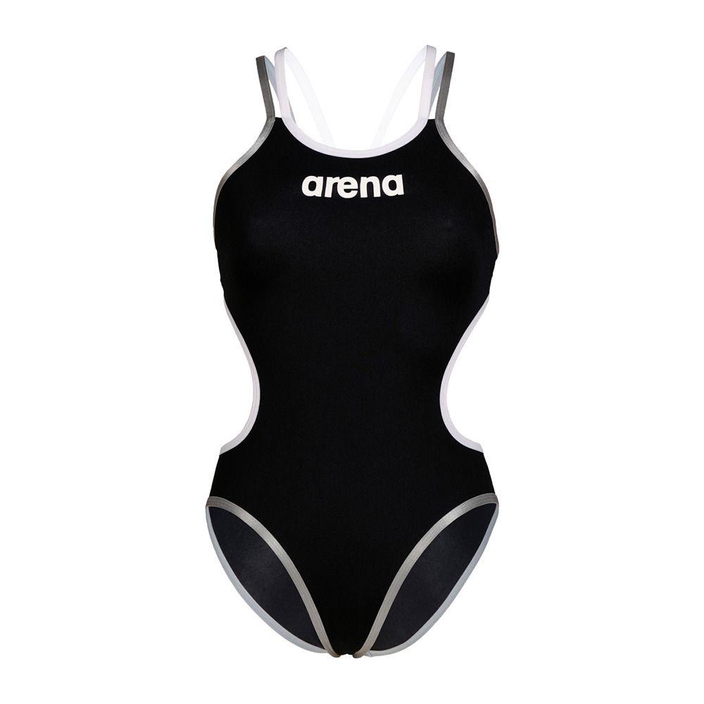Arena ONE DOUBLE CROSS BACK - Maillot de bain 1 pièce Femme black/white/silver