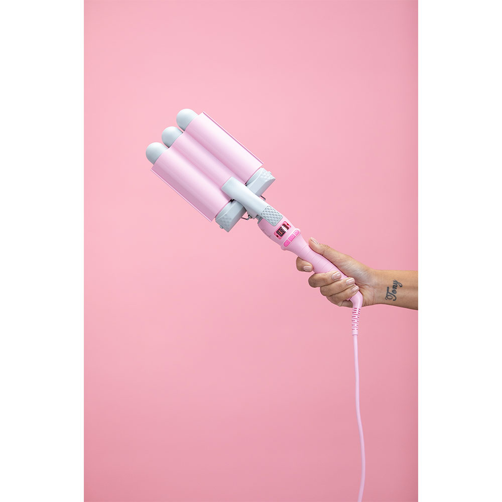 Pro Waver 32mm Dreifaches Keramik Welleneisen Lockenstab  - Pink