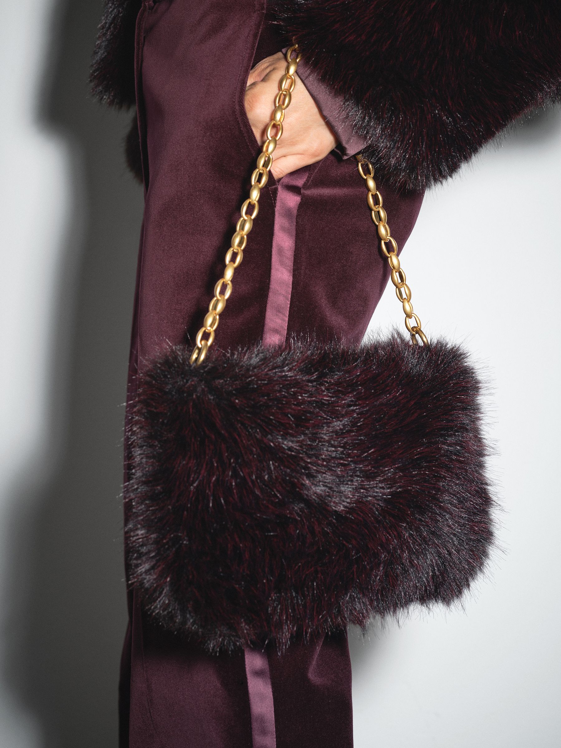 Reiss Mila Faux Fur Shoulder Bag