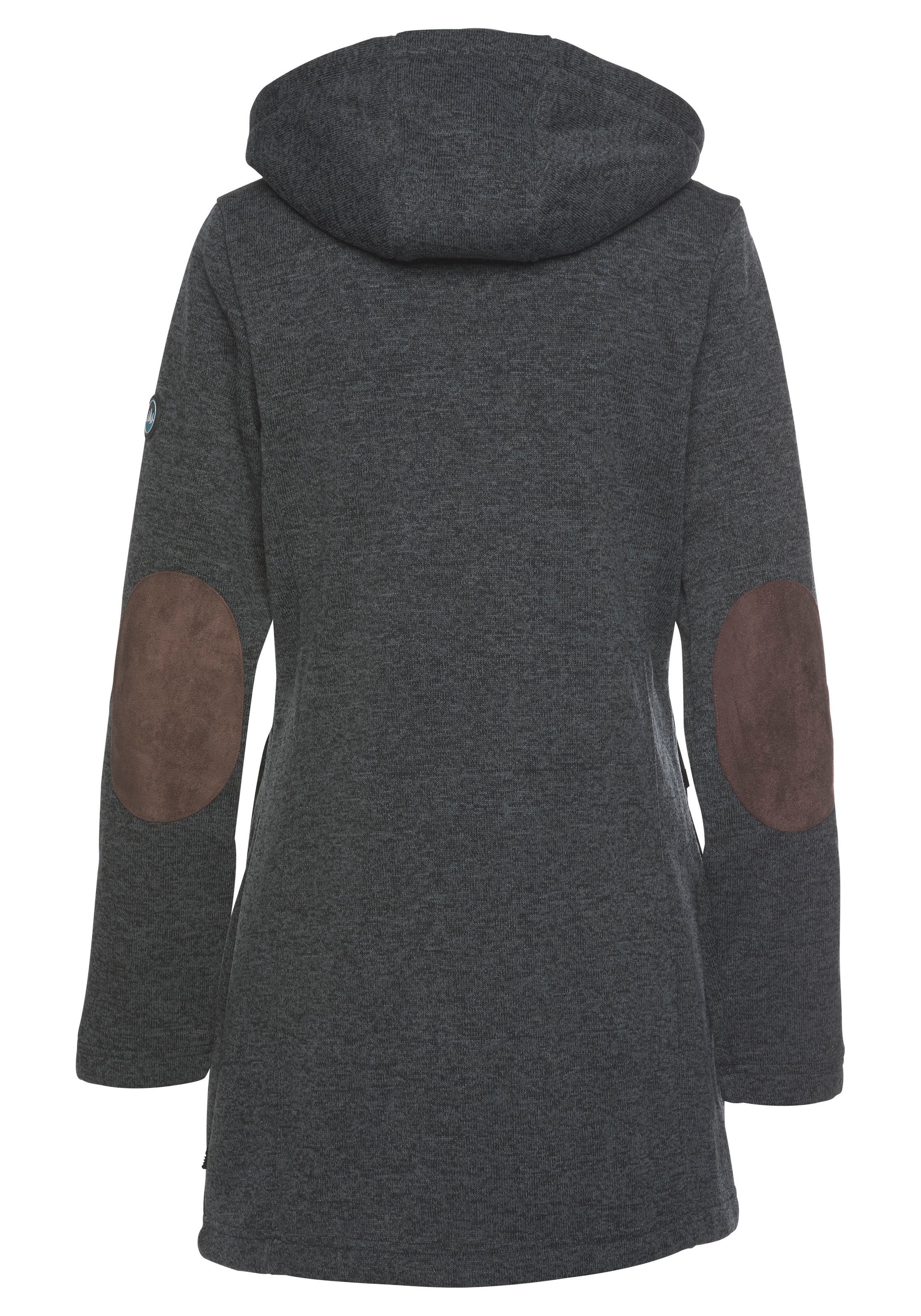 Polarino Strickfleecejacke mit Kapuze für den Übergang,  aus Strickfleece,  atmungsaktiv