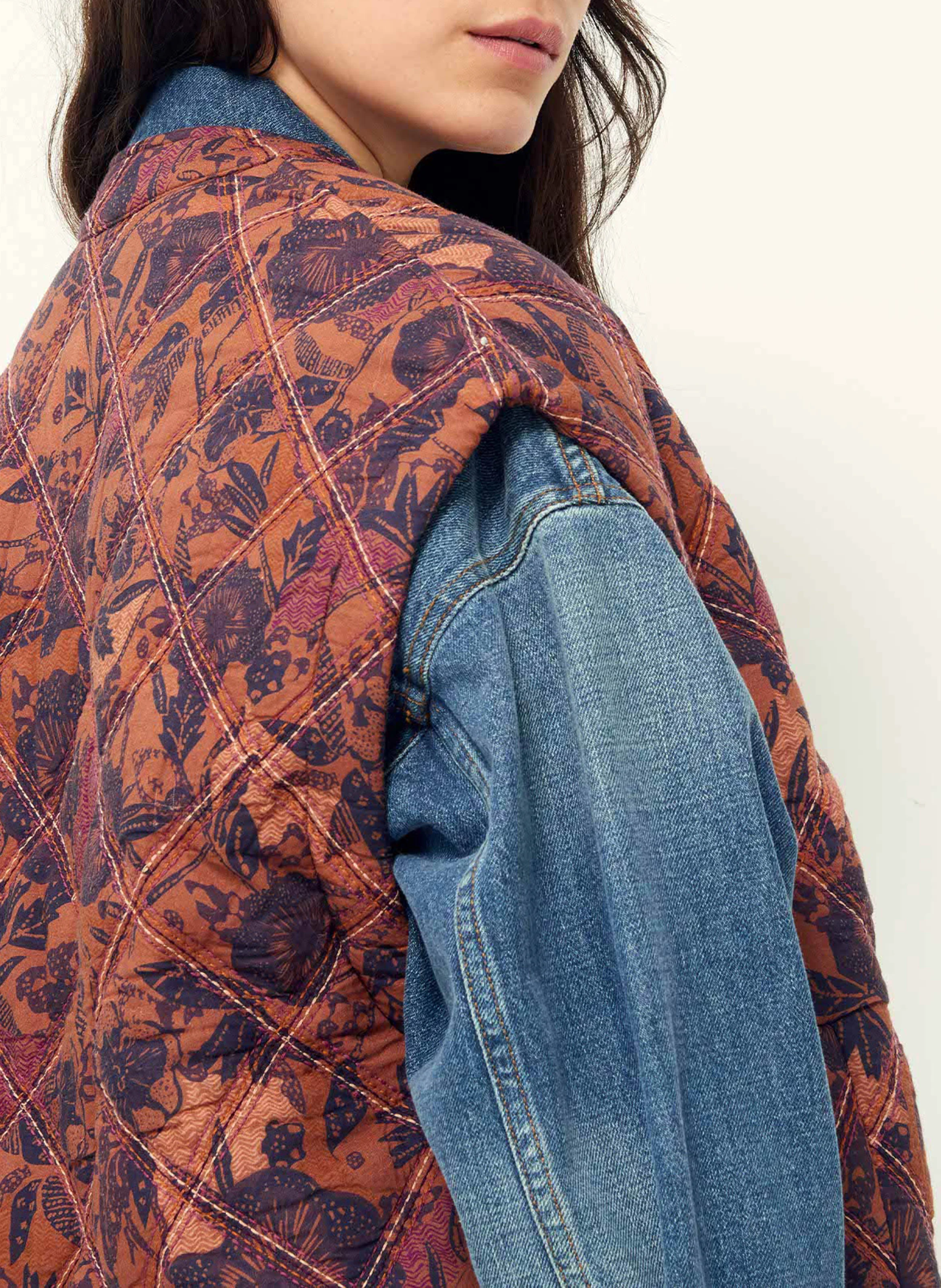 MONTEFIELDS - Veste sans manches imprimée en coton | Marron