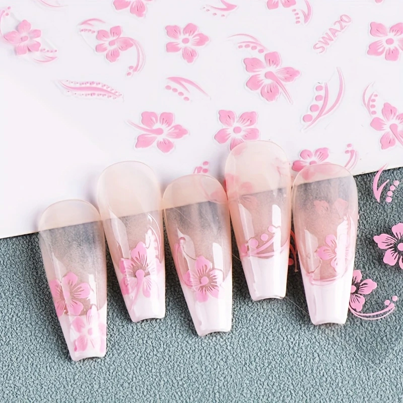 (192-tlg. Set) Nagel Sticker Nail Art Tattoo Selbstklebende Aufkleber Blumen - Bunt