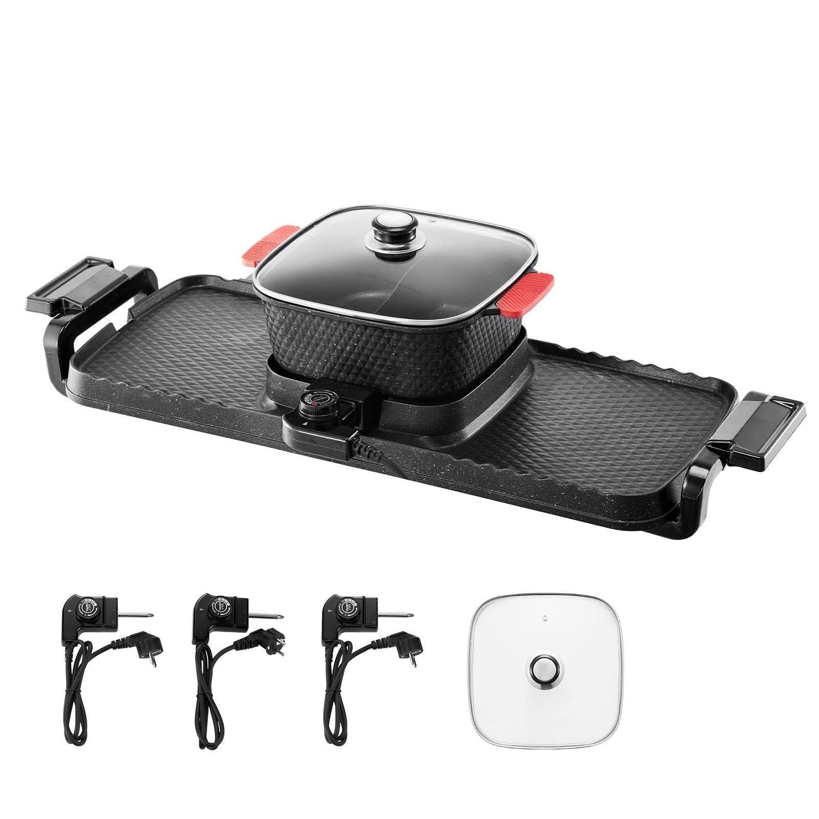 vevor 2 in 1 Electric Grill and Hot Pot 2400W BBQ Pan Grill and Hot Pot