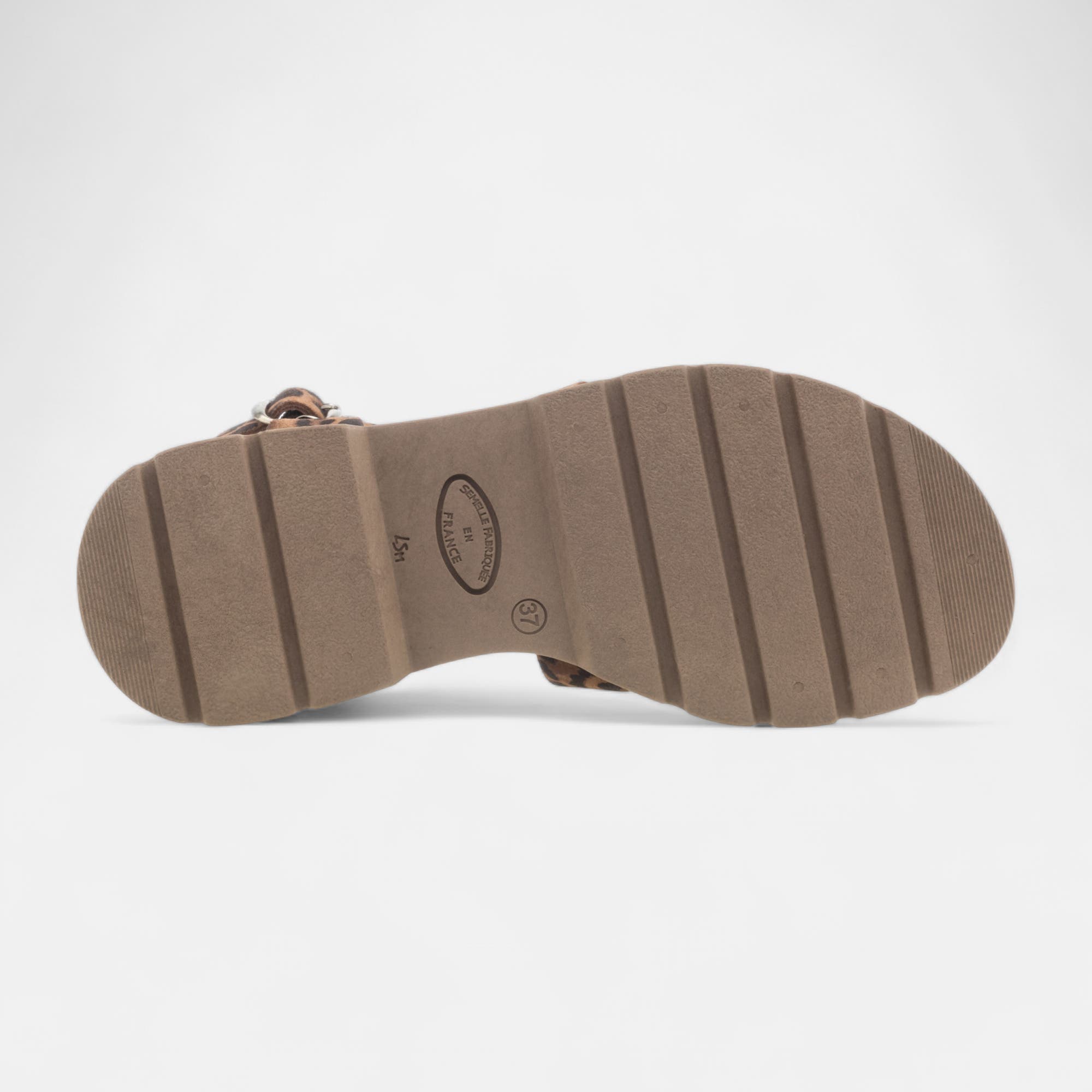 Sandales à talon compensé Femme en cuir camel