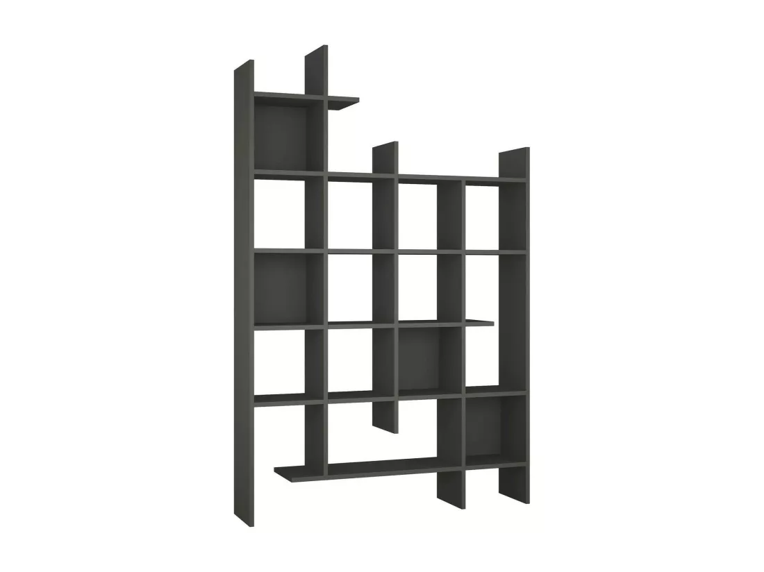 Bibliothèque Chertan, Etagère de bureau, Porte-livre mobile, Librairie, 122x26h188 cm, Anthracite