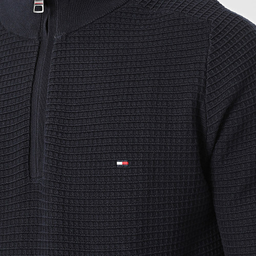 Pull Col Zippé Spring Grid 1352 Bleu Marine