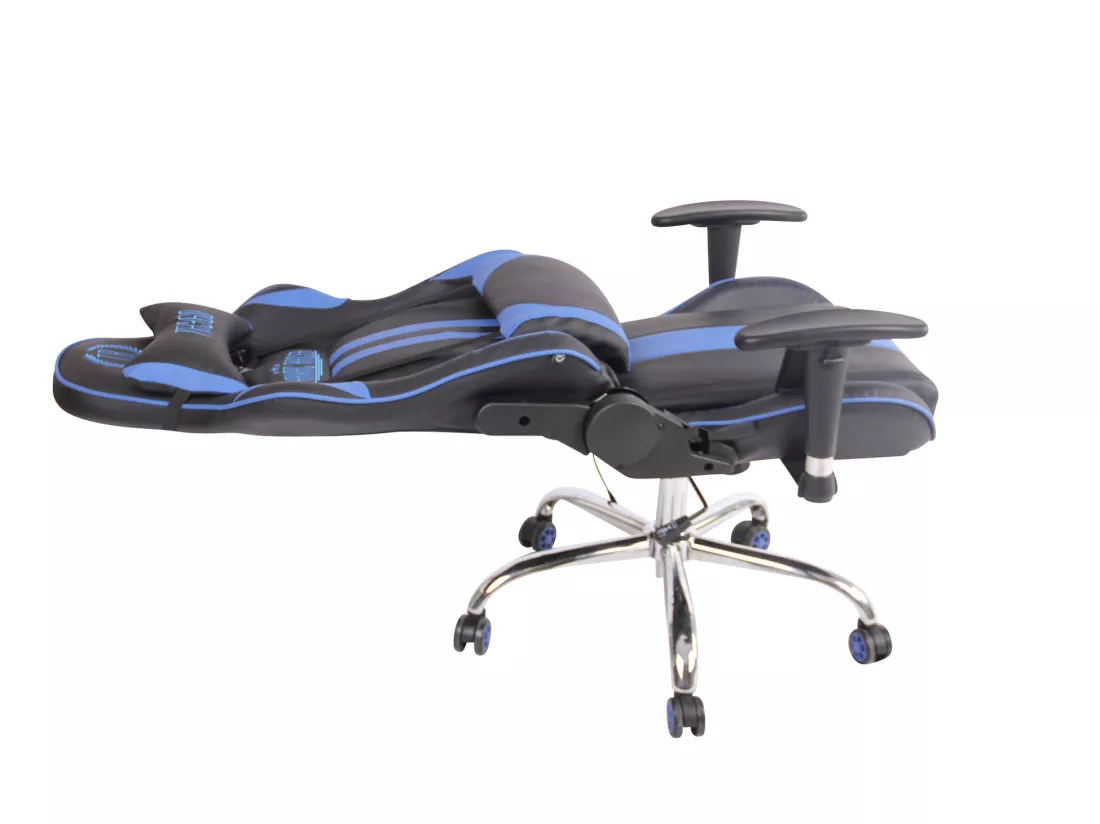 Chaise de bureau - Similicuir & Métal chromé - Noir / Bleu - Limit XM