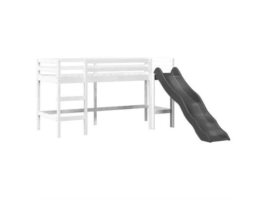 Lit mezzanine enfants avec tour blanc/noir 80x200cm pin massif