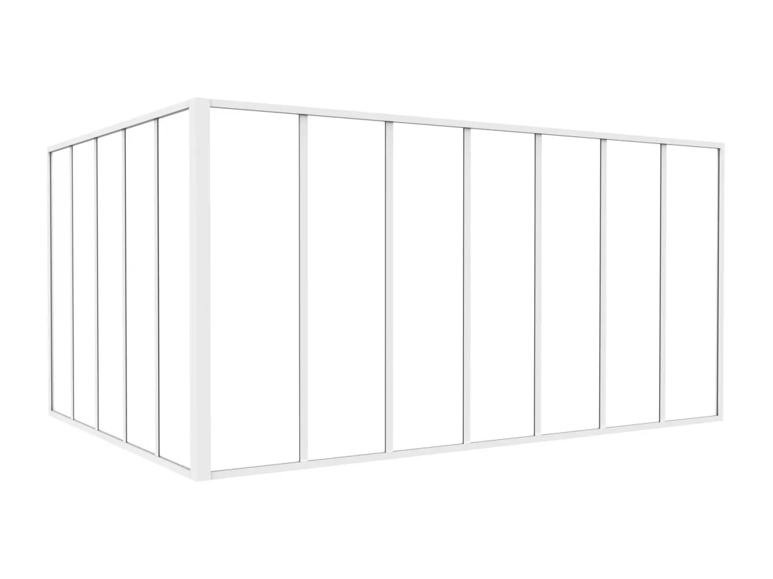 Verrière d'angle d'atelier en aluminium thermolaqué - L210 x L150 x H105 - Blanc - BAYVIEW