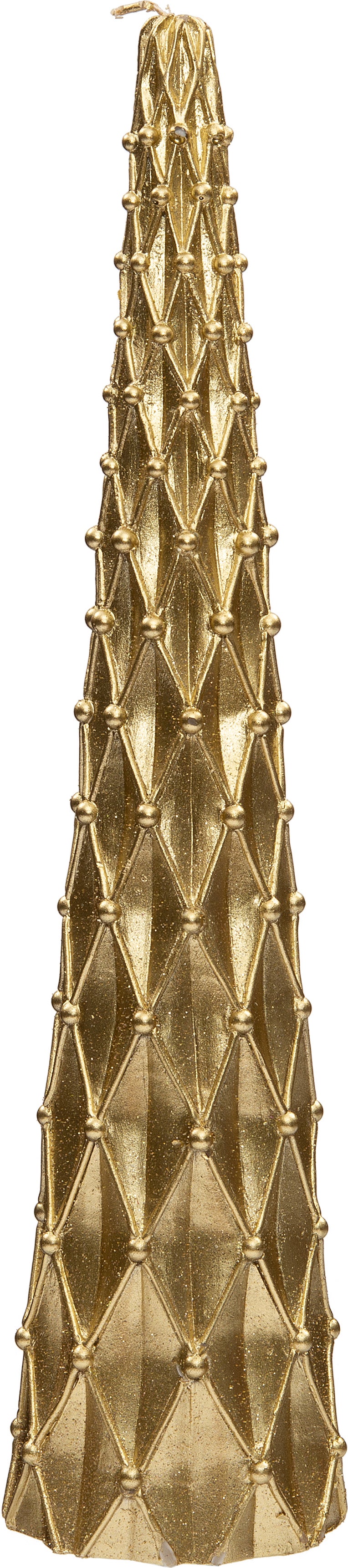 Intratuin kaars kegel met ruiten goud D 6 H 30 cm