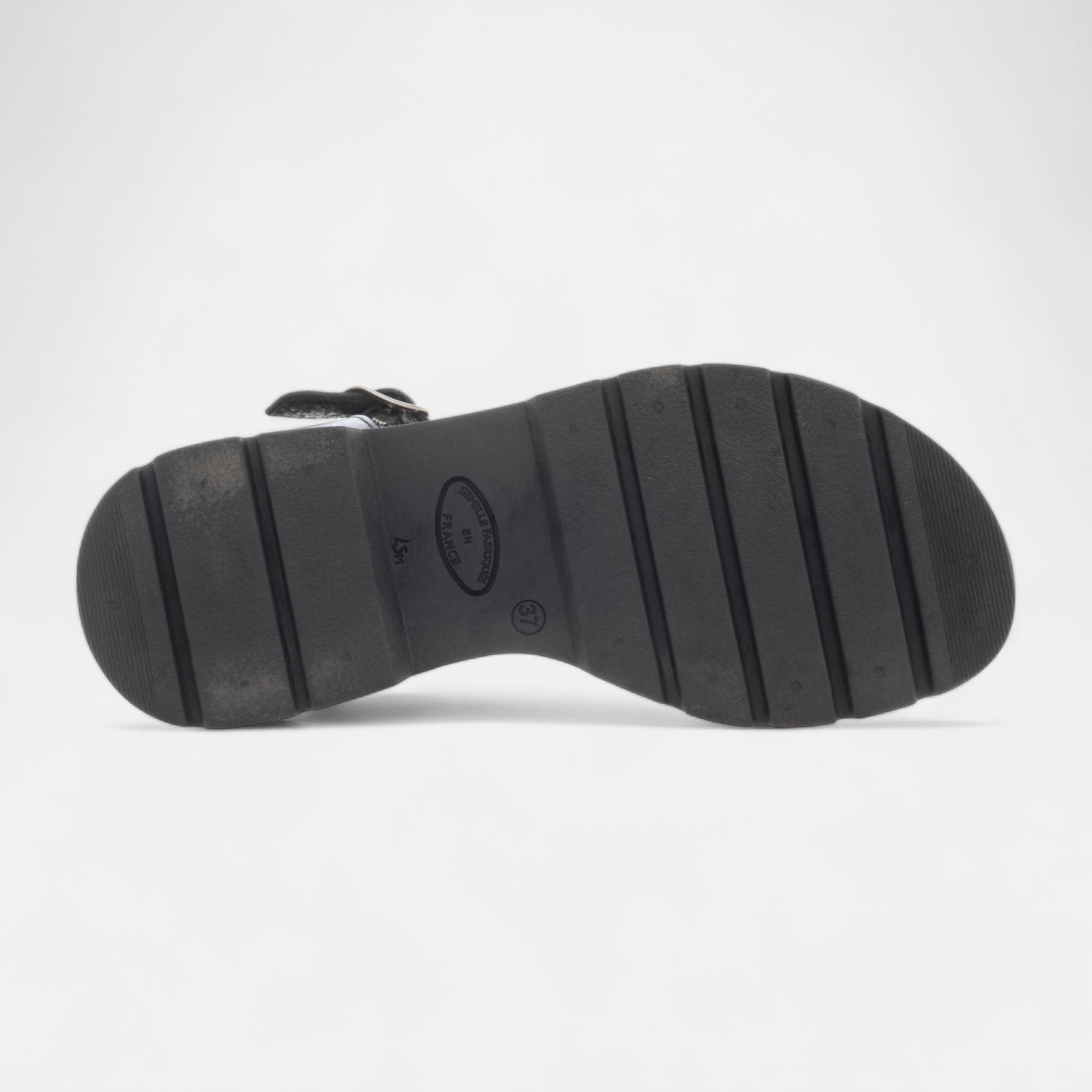 Sandales à talon compensé Femme en cuir noir