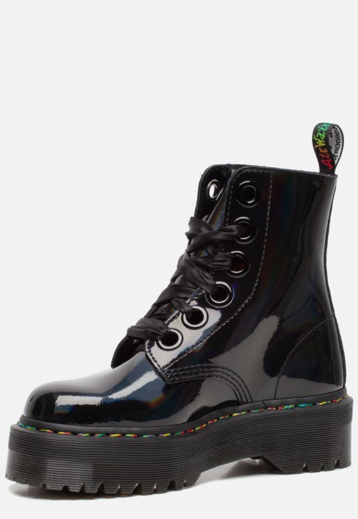 Dr. Martens Molly Rainbow veterboots zwart lak Lak