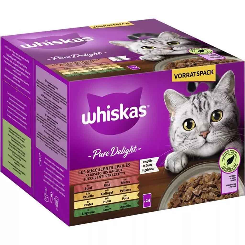 Whiskas 1+ Ragout in Gelee Gemischte Auswahl 24x85g=2,04kg MHD:13.10.26