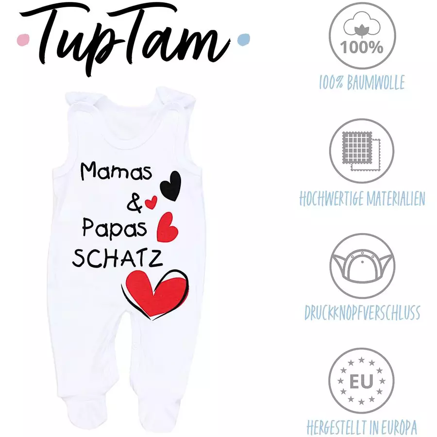 TupTam Unisex Baby Strampler mit Spruch weiß Modell 2