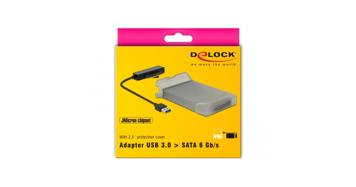 DeLOCKUSB-A 3.2 converter > SATA 22-Pin stekker  (Zwart, 0,15 meter)