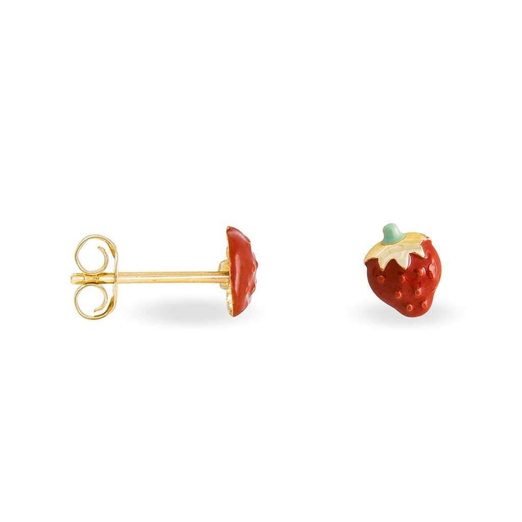 Boucles D'oreilles Puces Fraise Or Jaune