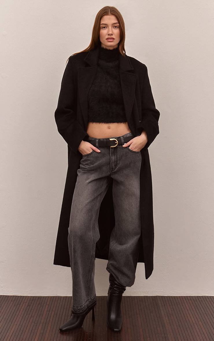 Gris Clair Jean Droit Bleu Moyen À Ourlet Brut