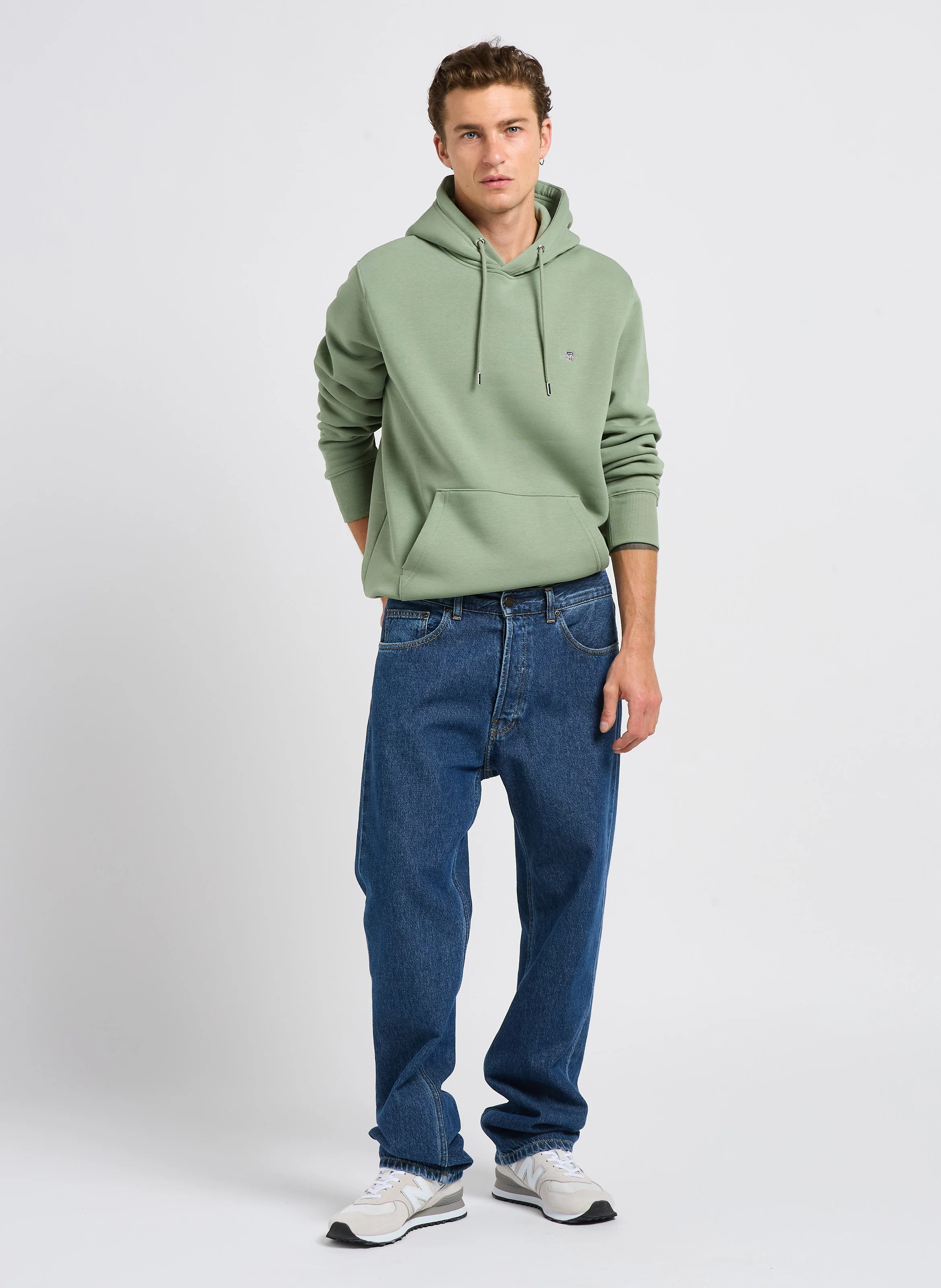 Sweat à capuche regular-fit en coton mélangé | Vert