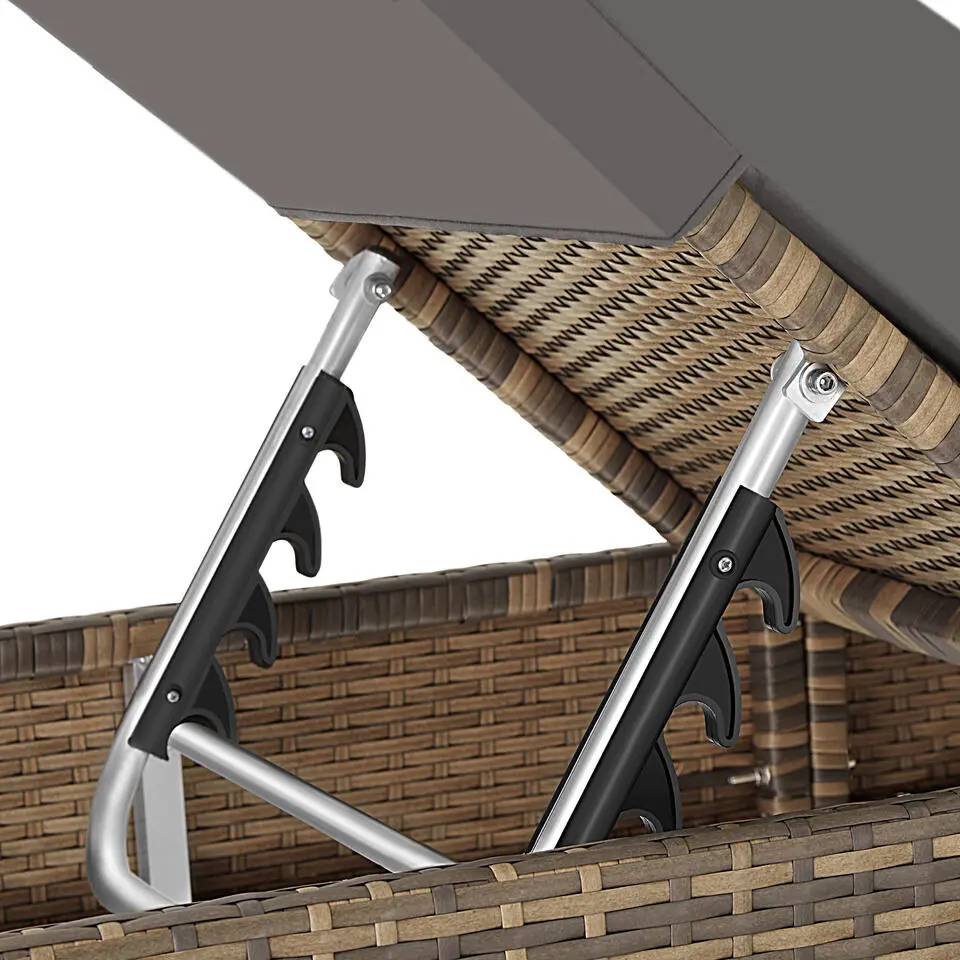tectake 2 wicker ligbedden met aluminium frame en tafel, inclusief beschermhoes