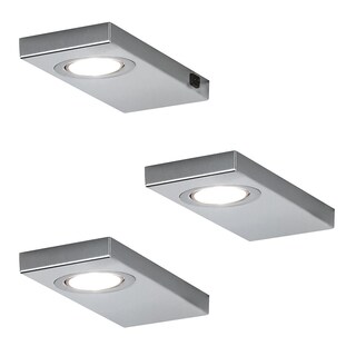 LED Unterbauleuchte Leon 3er Set silberfarbig je 8,1x20cm 1,65cm Edelstahl
