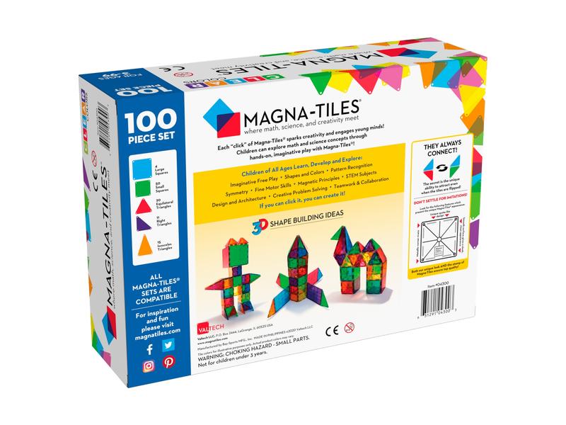 Magna-Tiles Classic Set 100-teilig Pädagogisches Magnetspielzeug