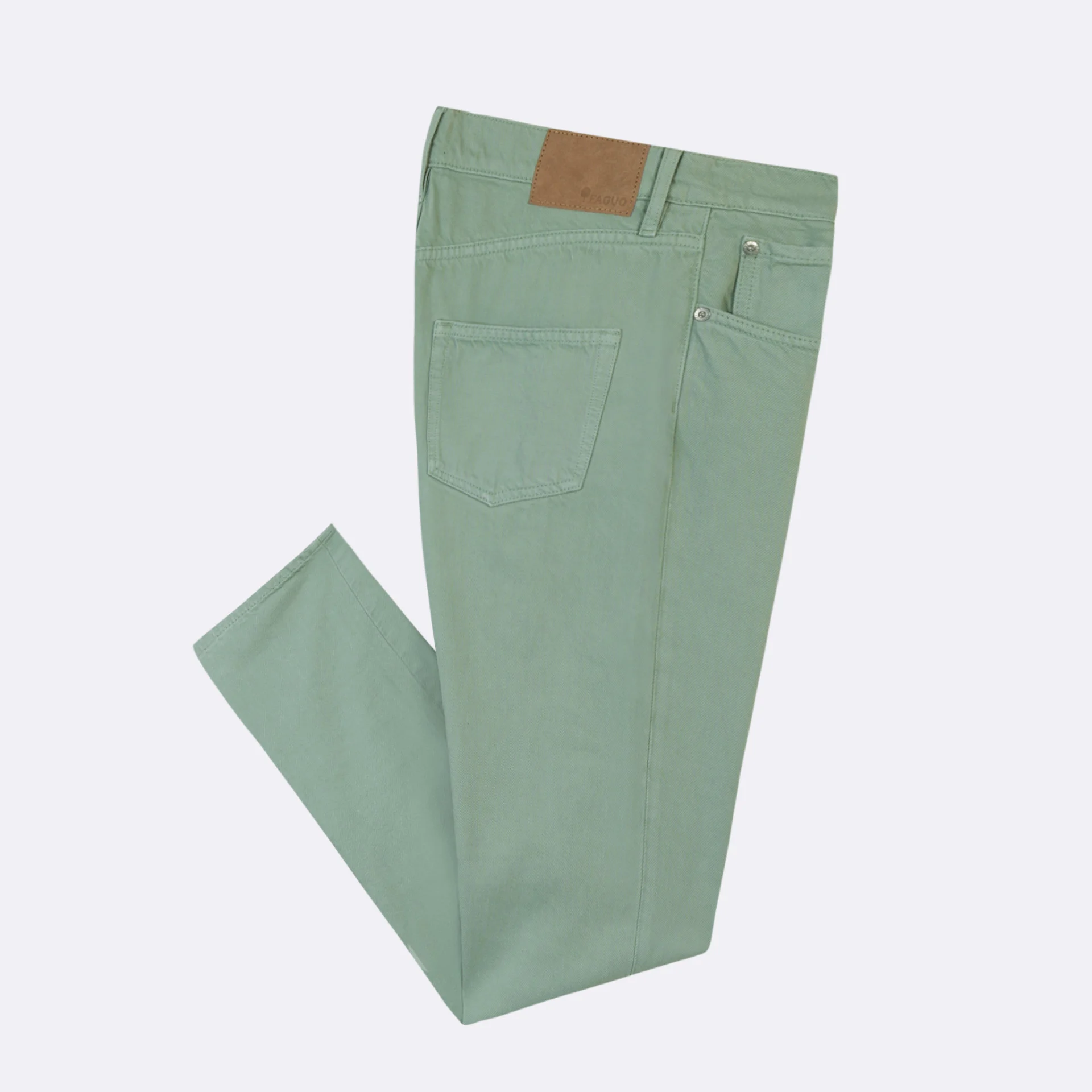 Jean vert clair coupe fuselée coton et coton recyclé - modèle tapered