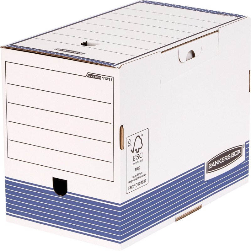 Boîte archives carton automatique Bankers Box by Fellowes - Dos 20 cm - Bleue