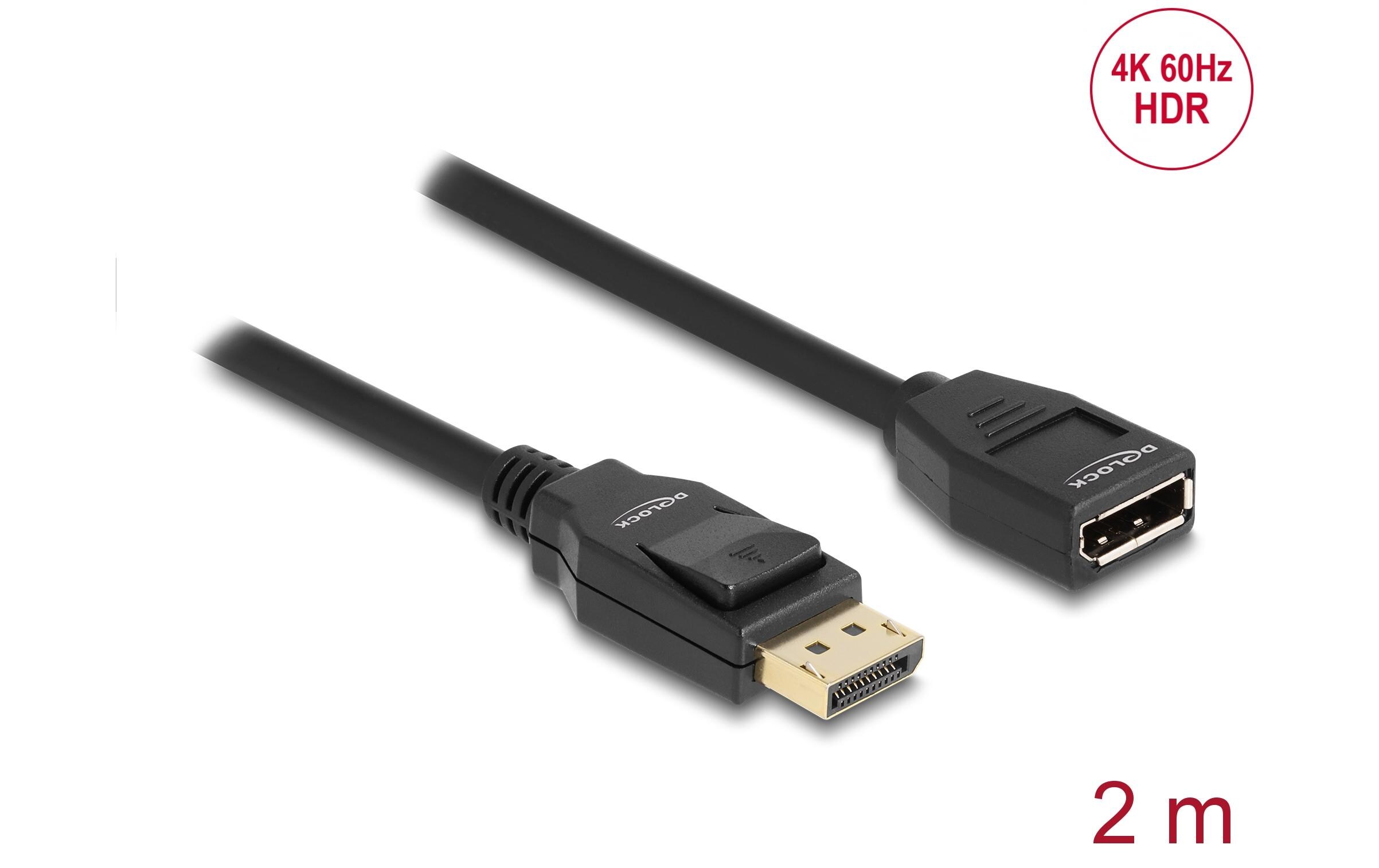Verlängerungskabel 4K 60 Hz DisplayPort - DisplayPort, 2 mDelock DisplayPort 1.2 Verlängerungskabel 4K 60 Hz 2 m