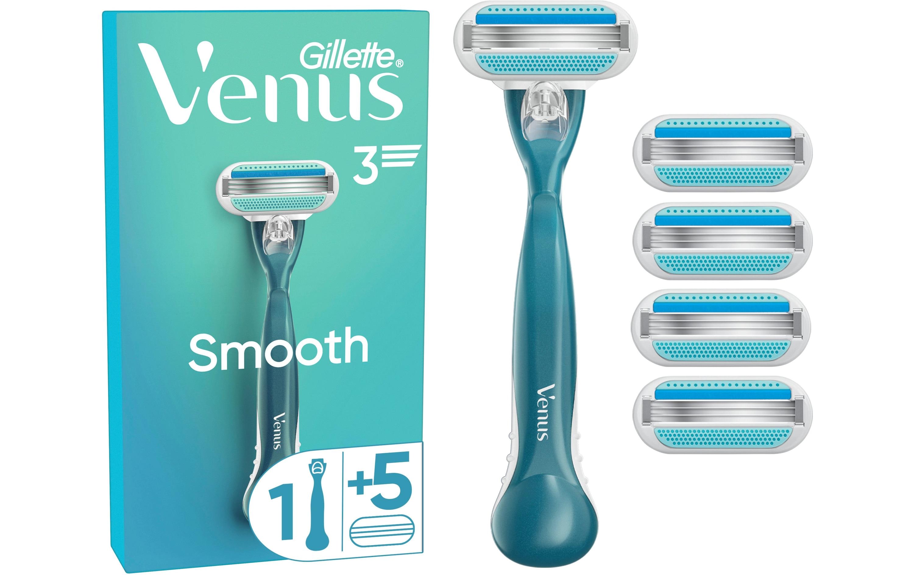 Damenrasierer Venus Smooth 5er + HandstückDamenrasierer mit wiederverwendbarem Handstück
