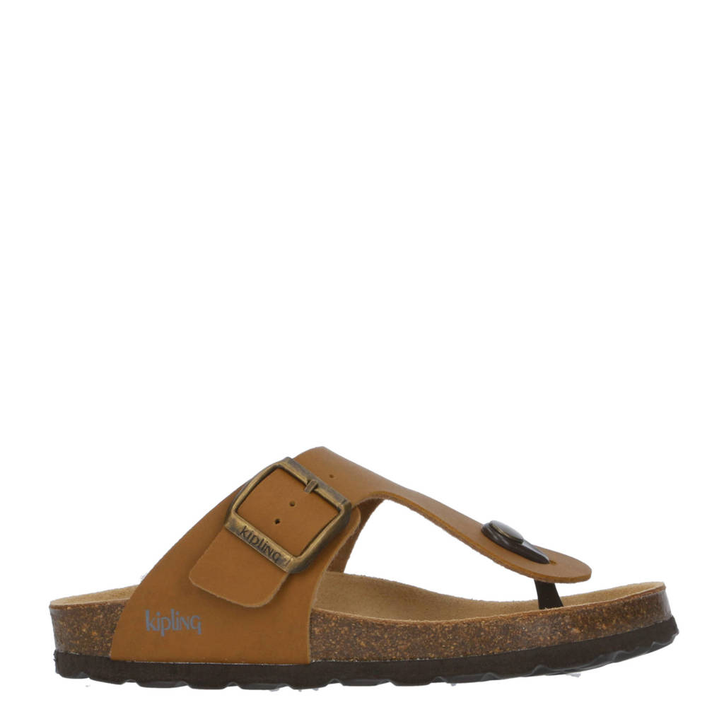 Kipling Juan 4leren teenslippers cognac