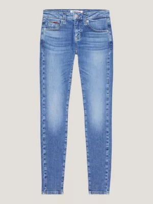 Calça jeans skinny desbotada de cintura baixa Sophie
