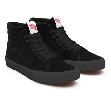 Total Black Canvas Sk8-Hi personalizzate a calzata ampia