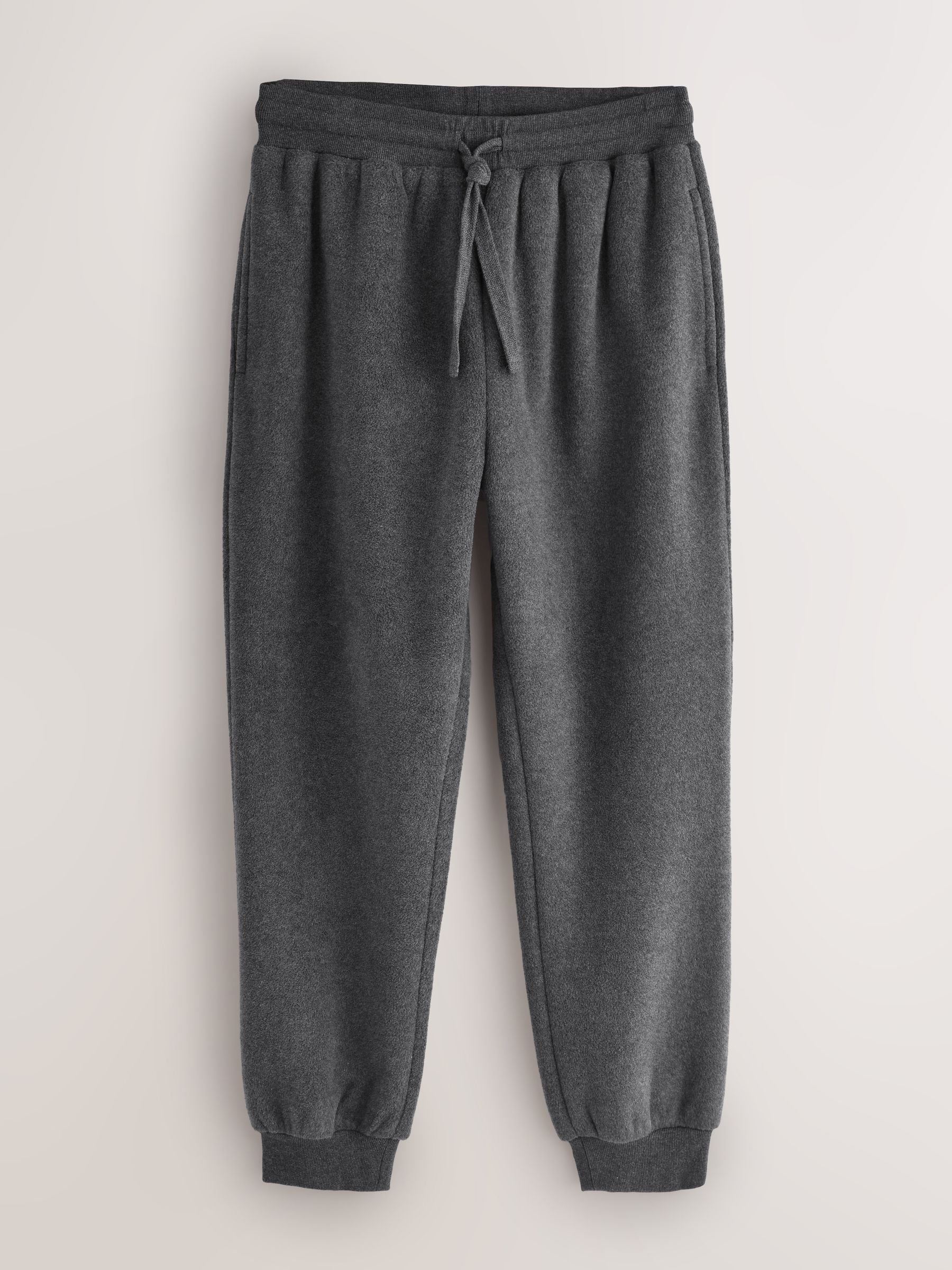 Leisteen grijs - Geborstelde Borg-fleece gevoerde joggingbroeken